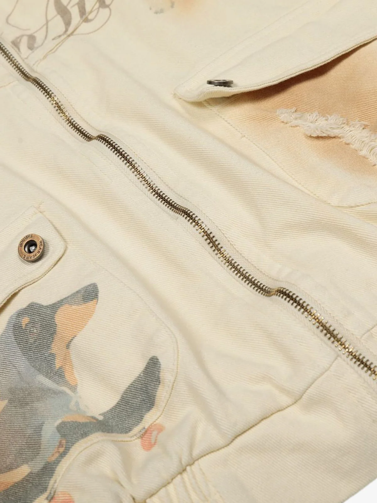 Rust Washed Vintage Dog Graphic Workwear Jacket - Image 9