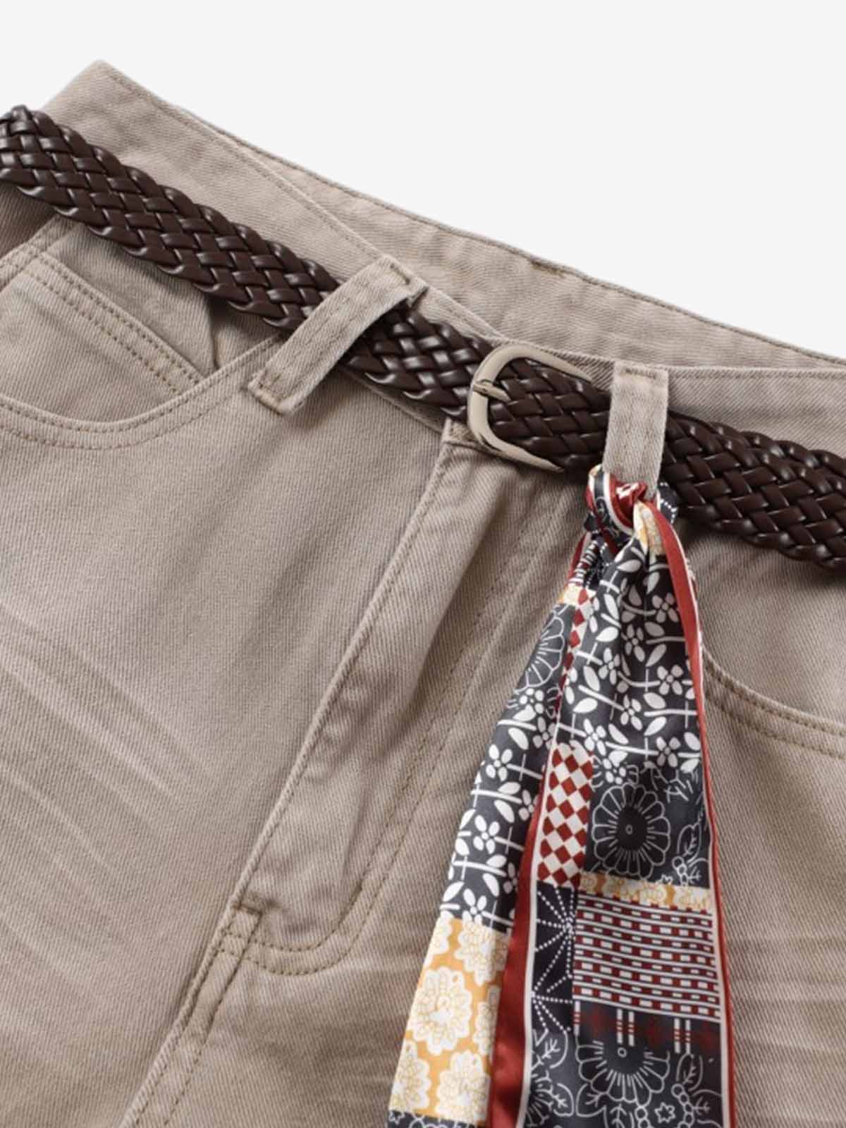 Scarf Belt Detail Balloon Wide Leg Jeans - Image 10