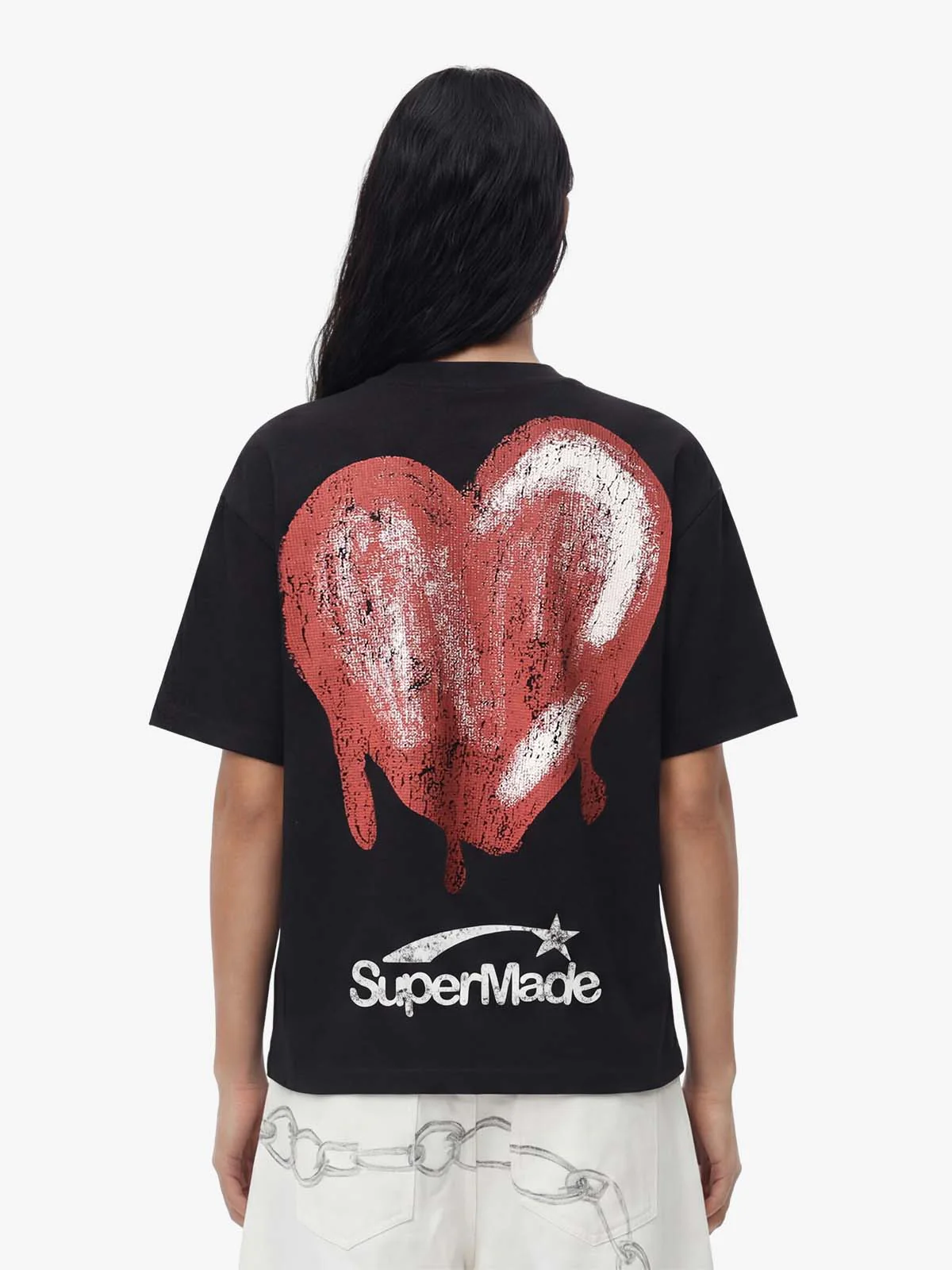 Skeleton & Melted Heart Graphic Waffle Knit T-Shirt - Image 4