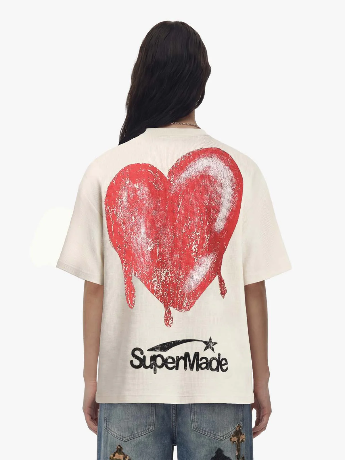 Skeleton & Melted Heart Graphic Waffle Knit T-Shirt - Image 5