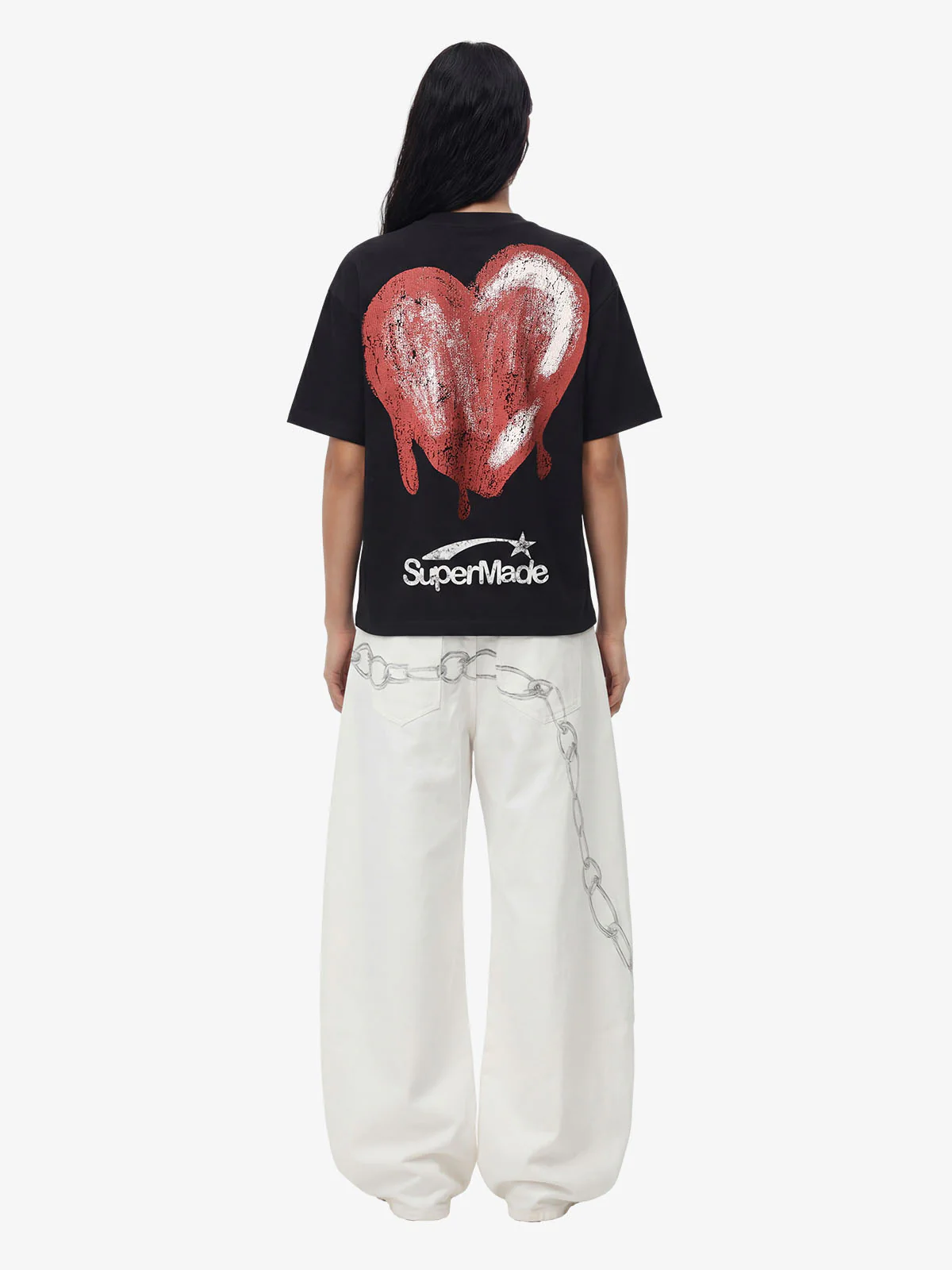 Skeleton & Melted Heart Graphic Waffle Knit T-Shirt - Image 9