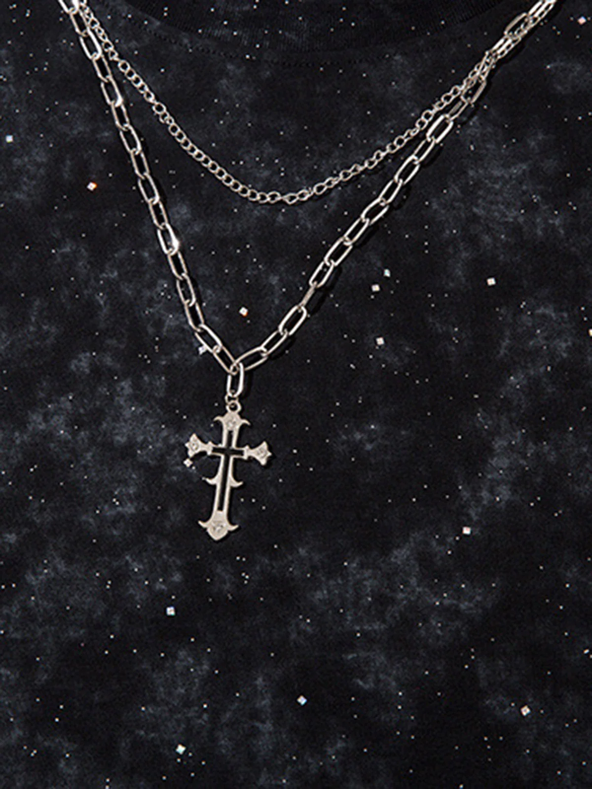 Retro Rhinestone Cross Chain Vest - Image 2