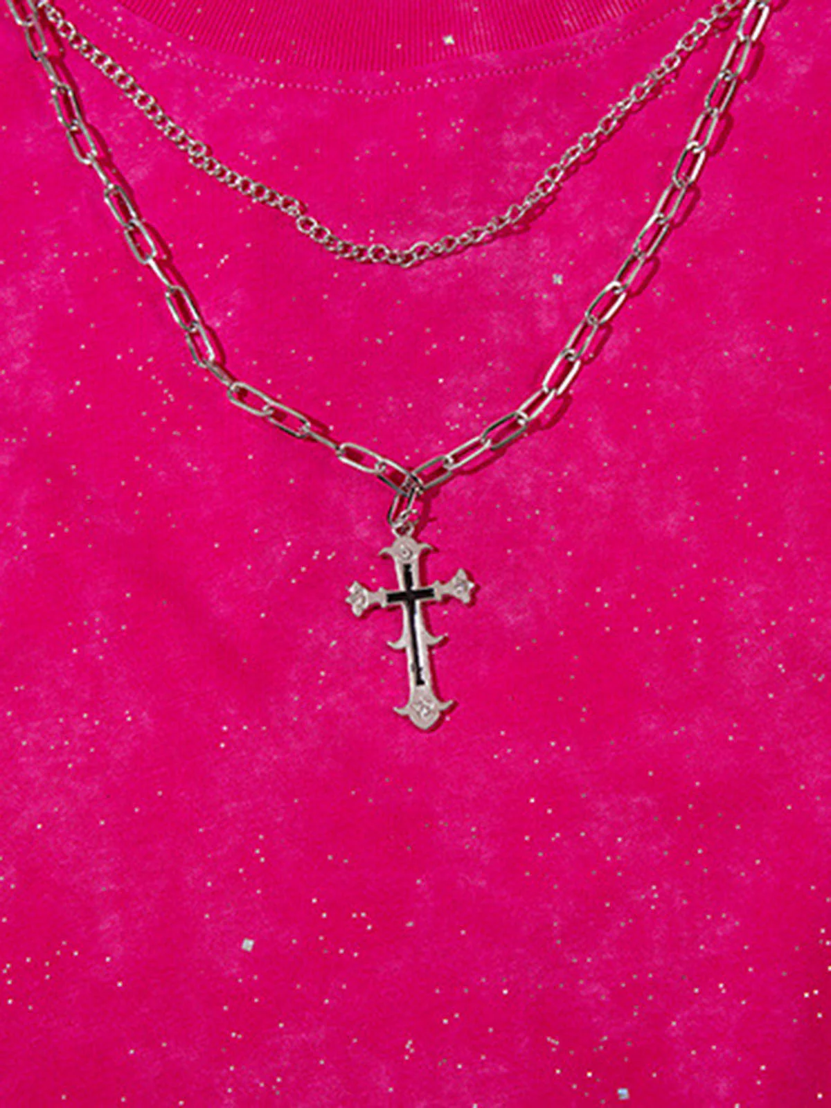 Retro Rhinestone Cross Chain Vest - Image 8