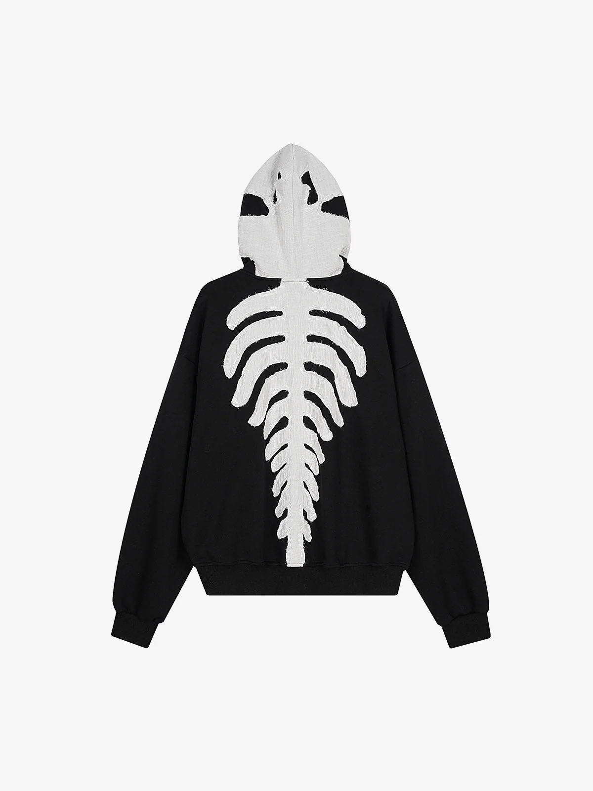 Spine Graphic Distressed Hood Zip Hoodie - Image 2