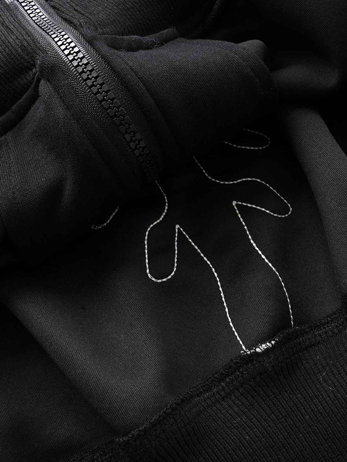 Spine Graphic Distressed Hood Zip Hoodie - Image 7