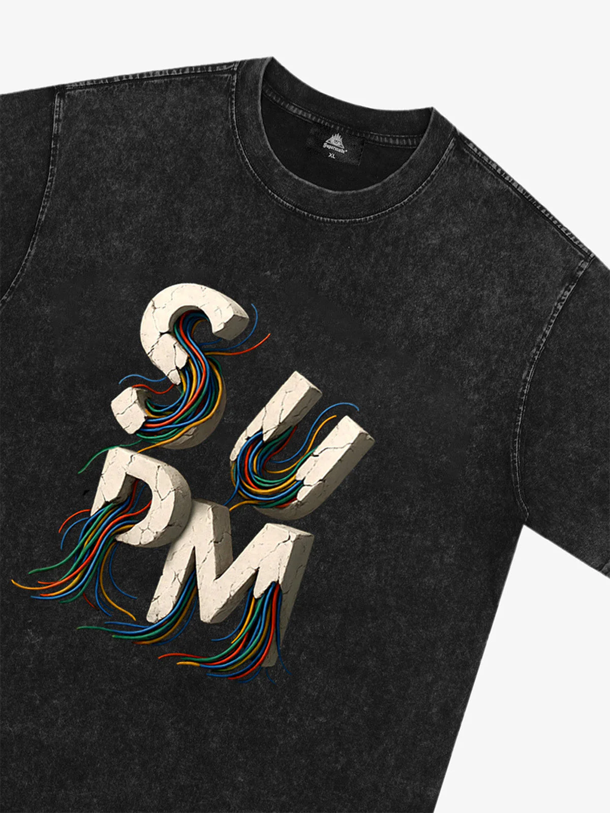 SPMD Letter Cable Graphic T-Shirt - Image 19