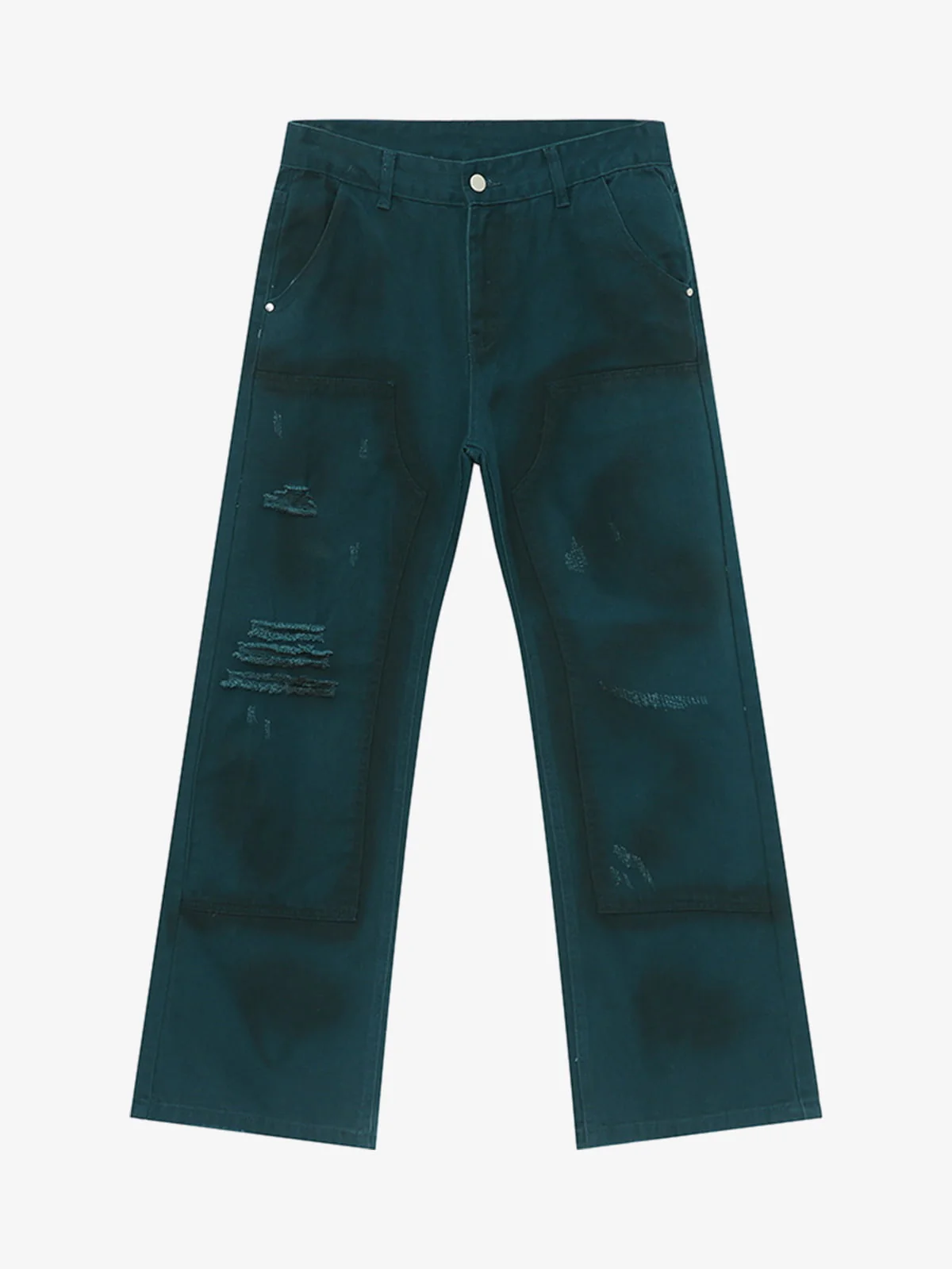 Spray Wash Distressed Straight Leg Denim Jeans - Image 2