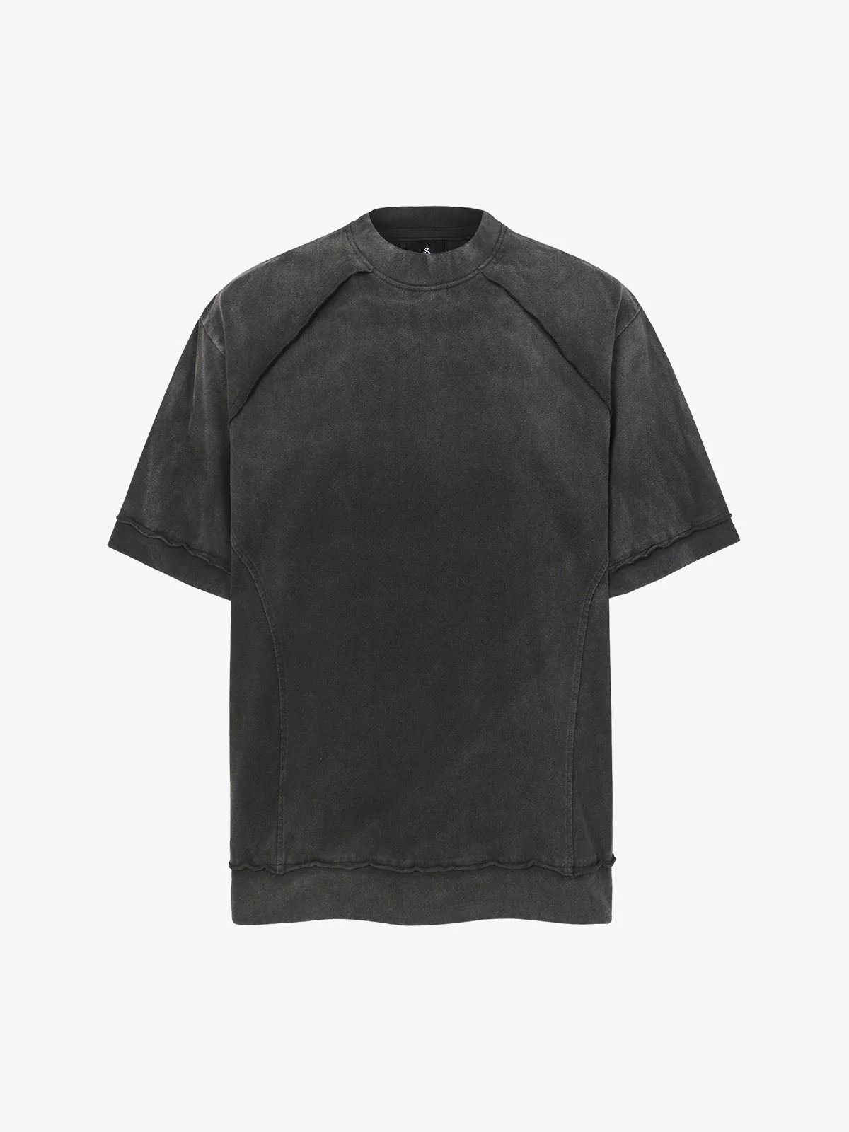Spray Washed Raw Edge Raglan Knit T-Shirt - Image 2