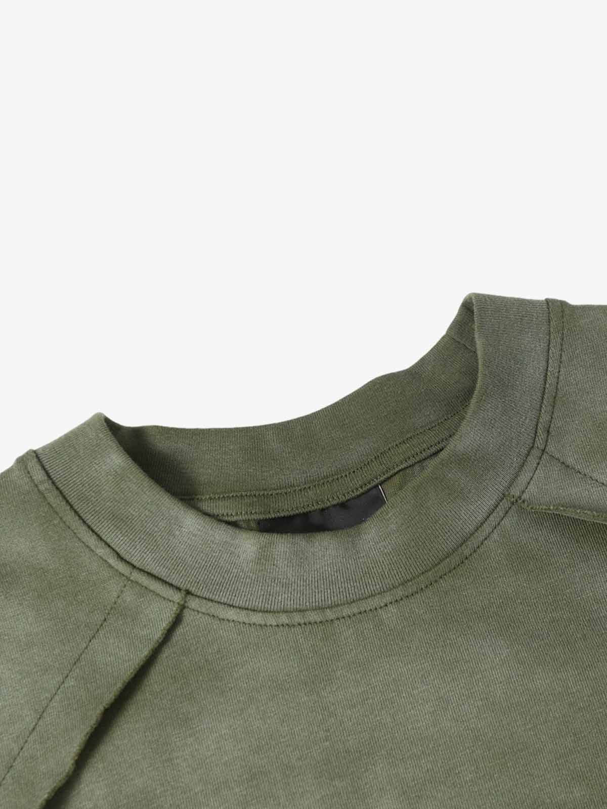 Spray Washed Raw Edge Raglan Knit T-Shirt - Image 8