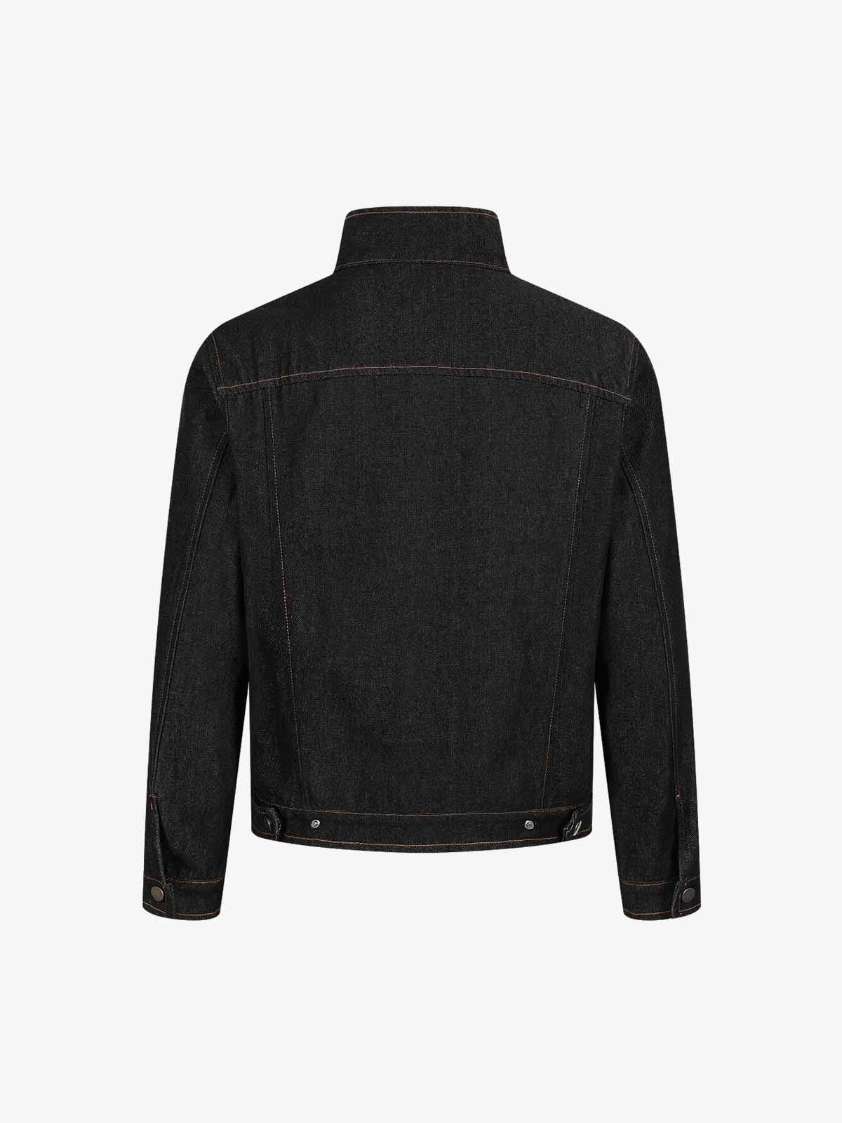 Stand Collar Clasp Detail Denim Jacket - Image 2