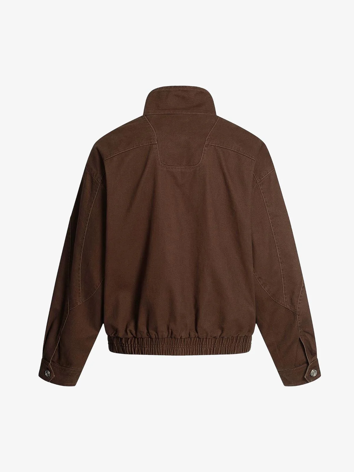 Stand Collar Elastic Hem Pocket Jacket - Image 3