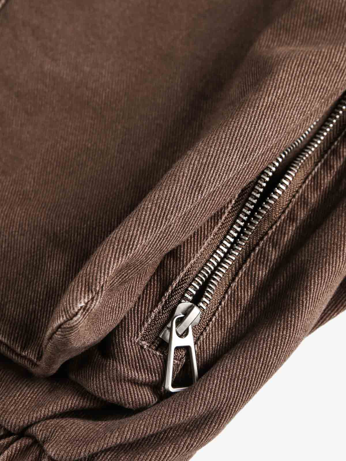 Stand Collar Elastic Hem Pocket Jacket - Image 5
