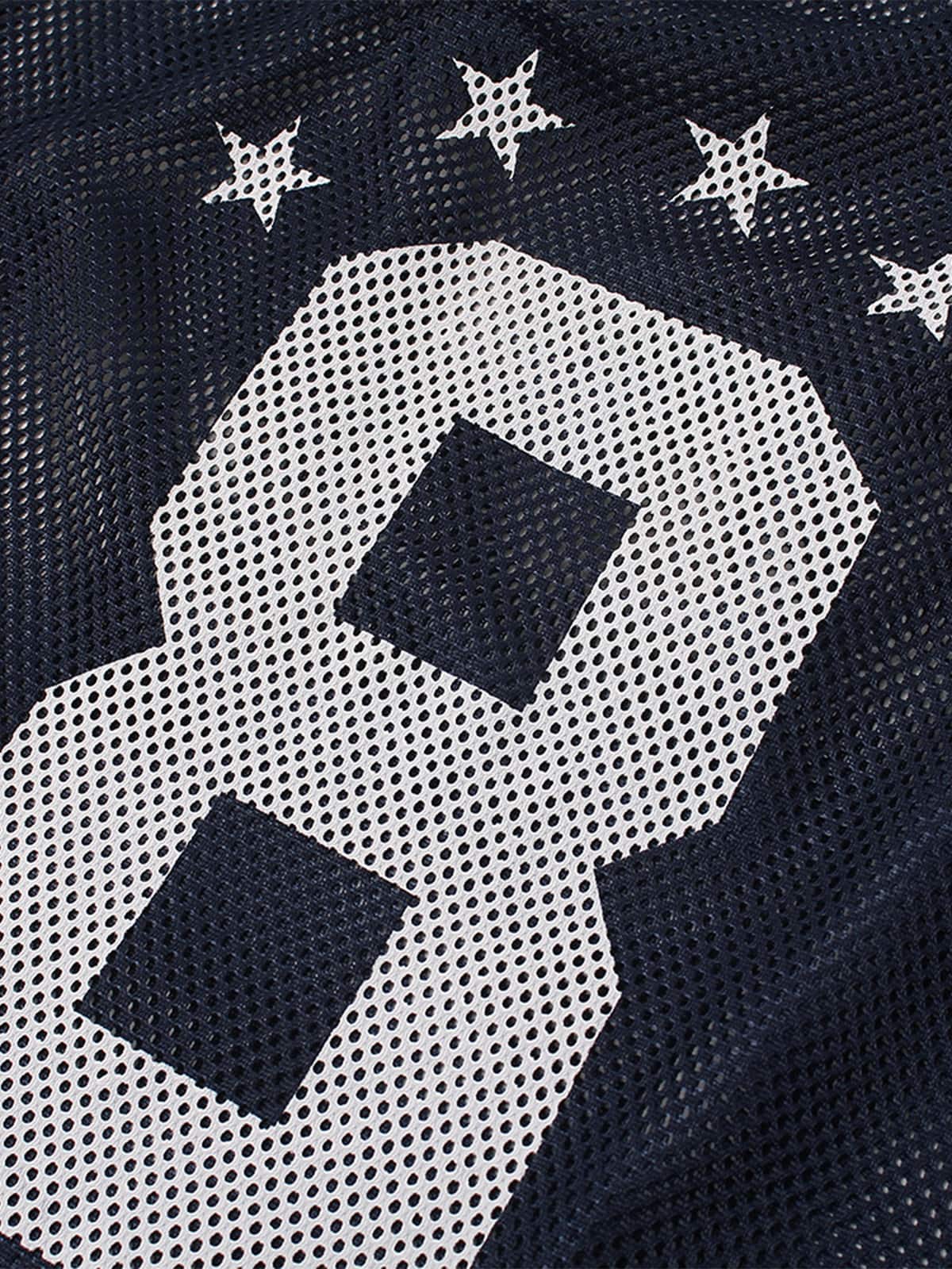 Star Design Number 8 Cropped Sleeve Stripes Jersey T-Shirt - Image 11