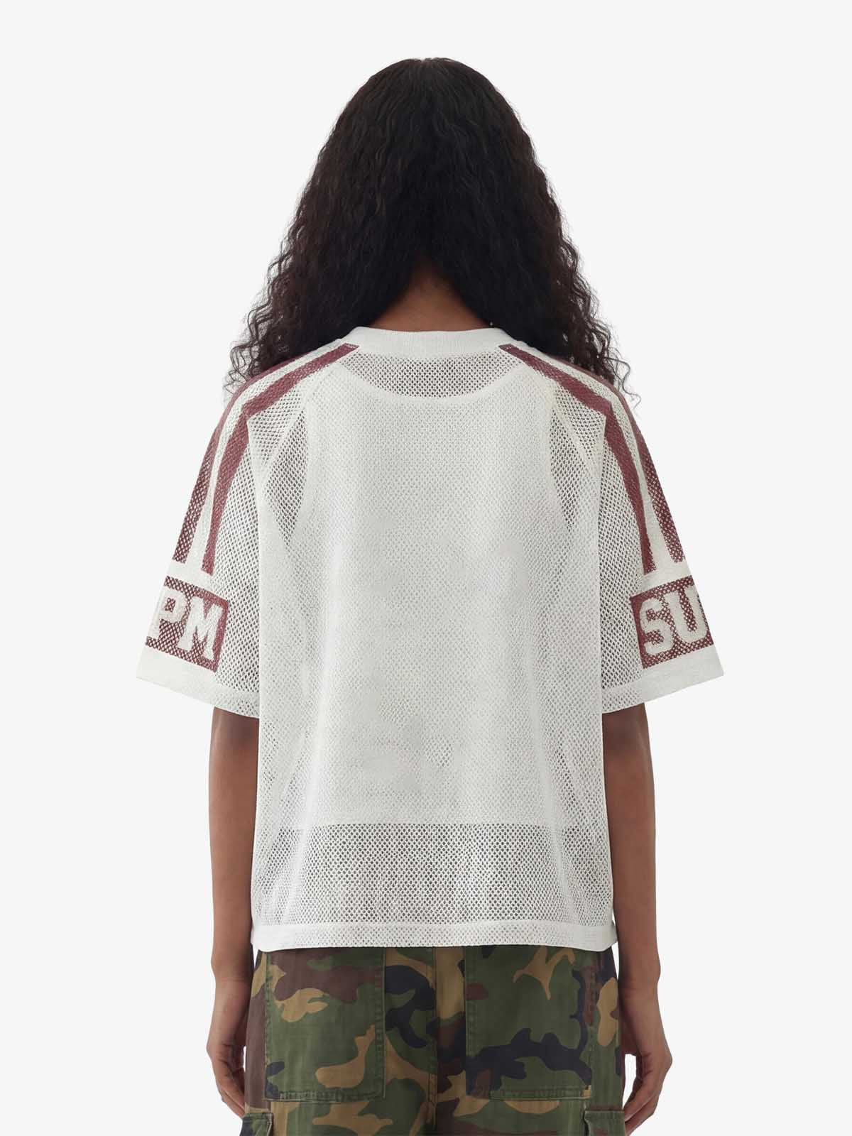 Star Design Number 8 Cropped Sleeve Stripes Jersey T-Shirt - Image 3