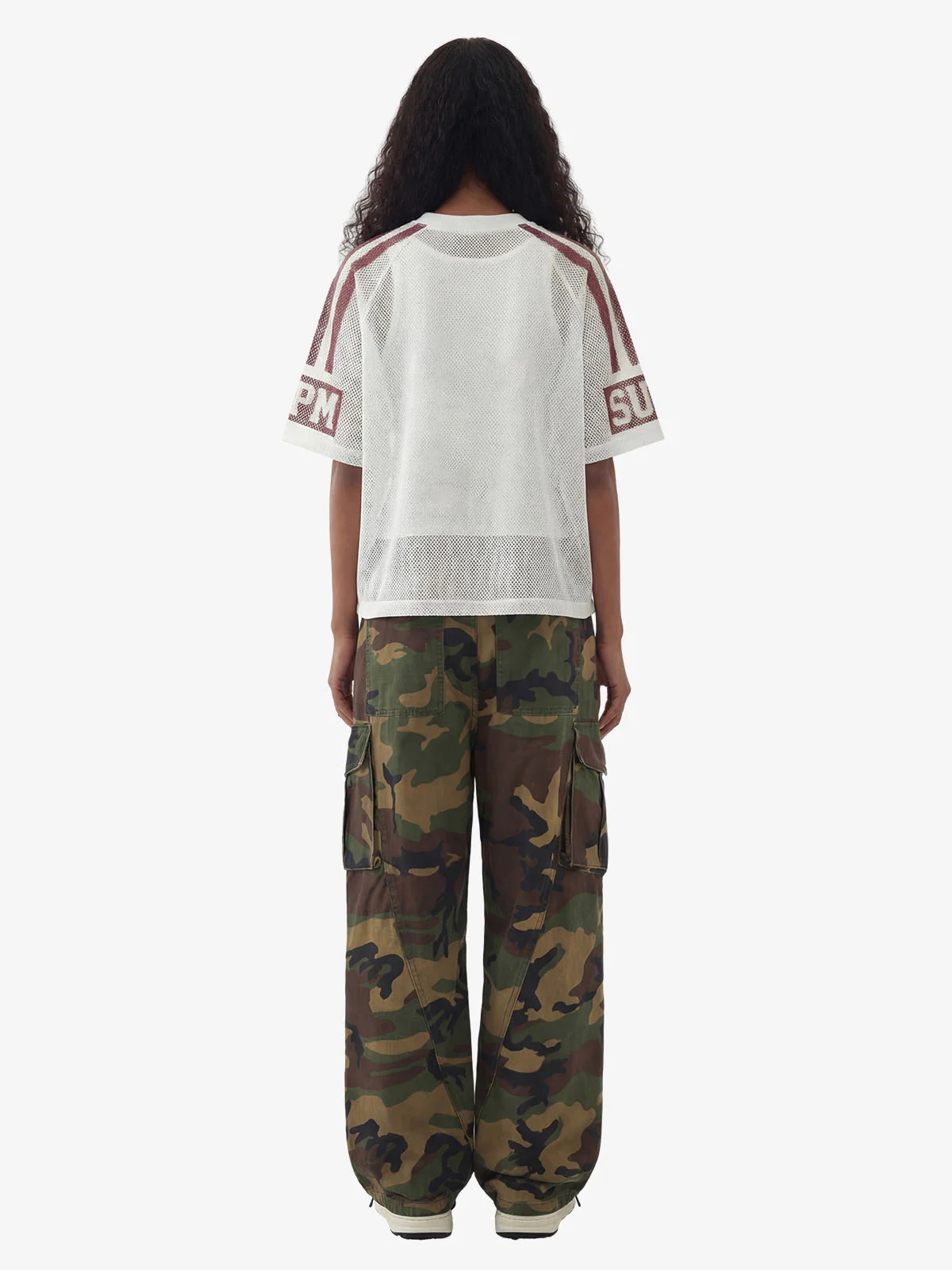 Star Design Number 8 Cropped Sleeve Stripes Jersey T-Shirt - Image 5