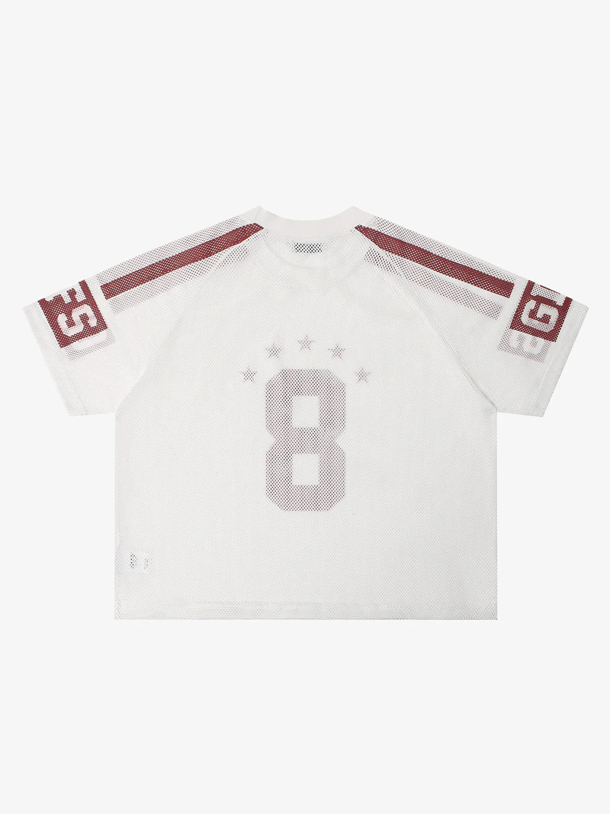 Star Design Number 8 Cropped Sleeve Stripes Jersey T-Shirt - Image 7