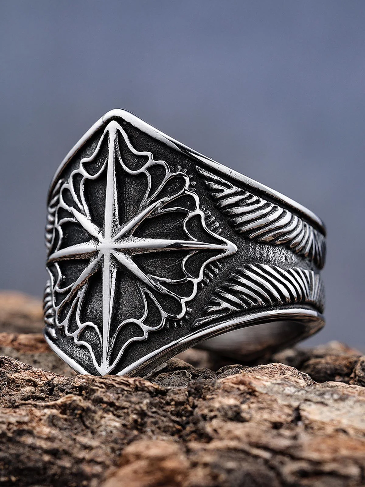 Star Engrave Steel Ring - Image 2
