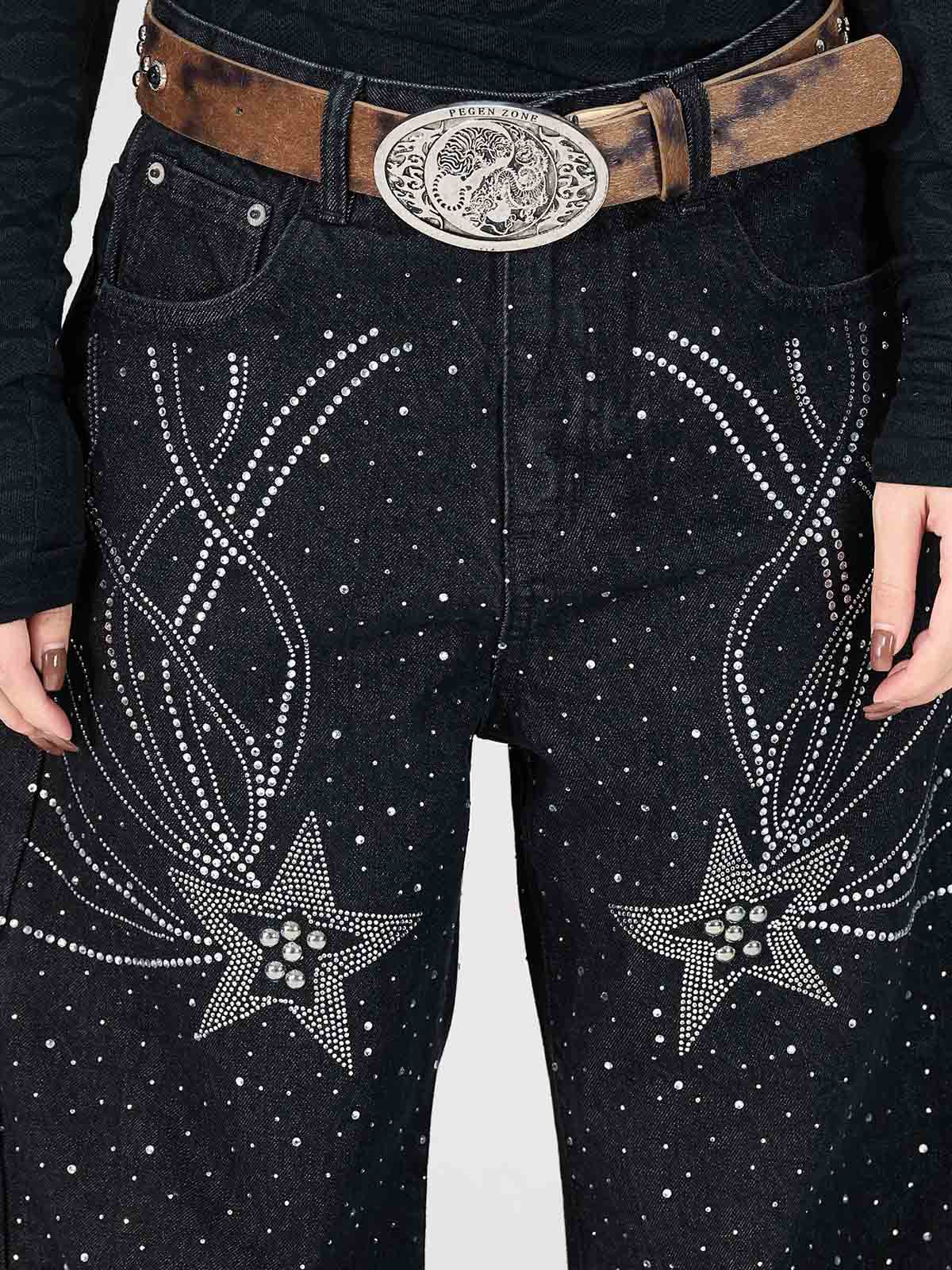 Star Rhinestone Embellished Baggy Jeans - Image 6