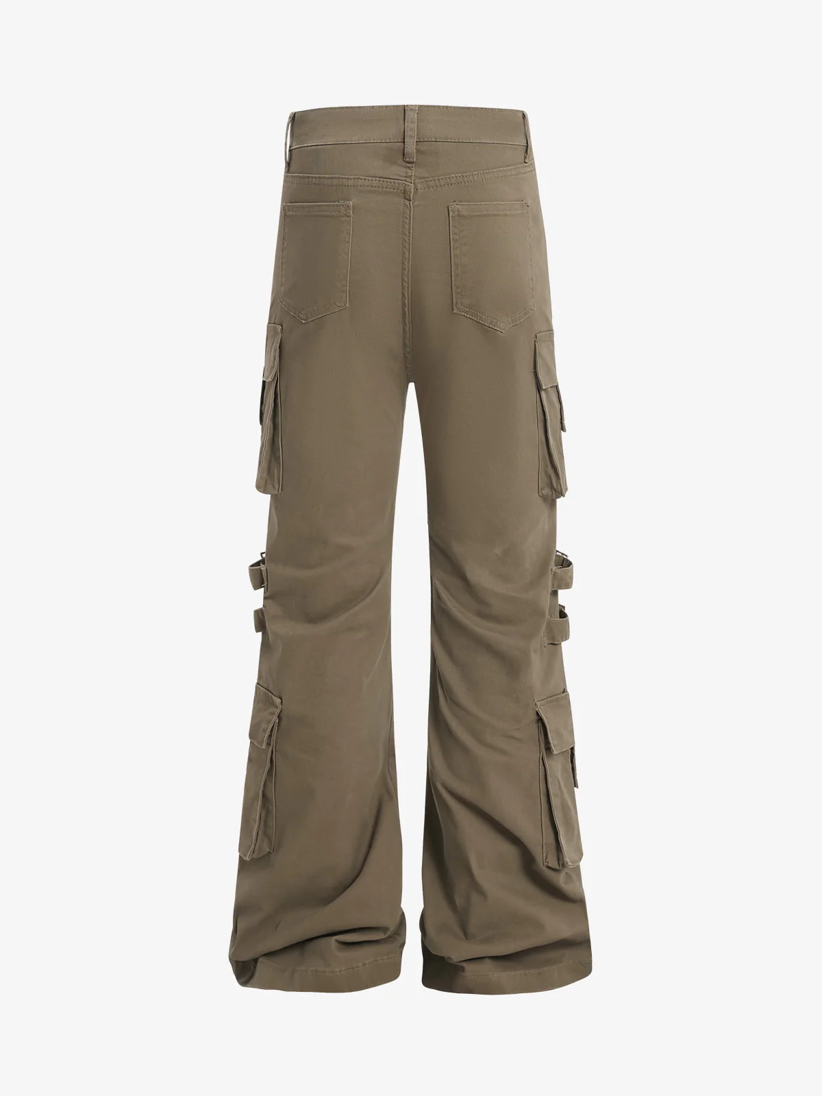 Strap Detail Cargo Flare Cotton Pants - Image 3