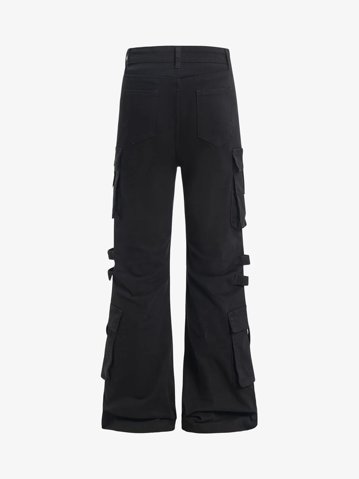 Strap Detail Cargo Flare Cotton Pants - Image 4