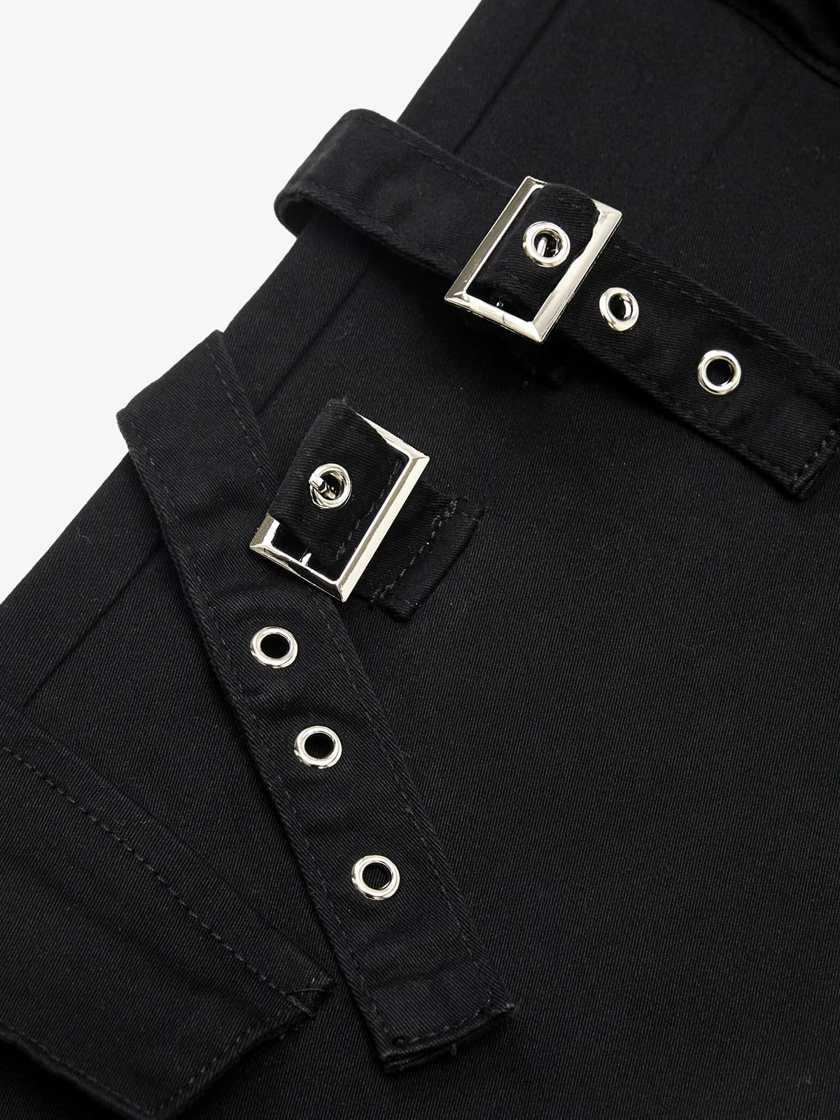 Strap Detail Cargo Flare Cotton Pants - Image 7