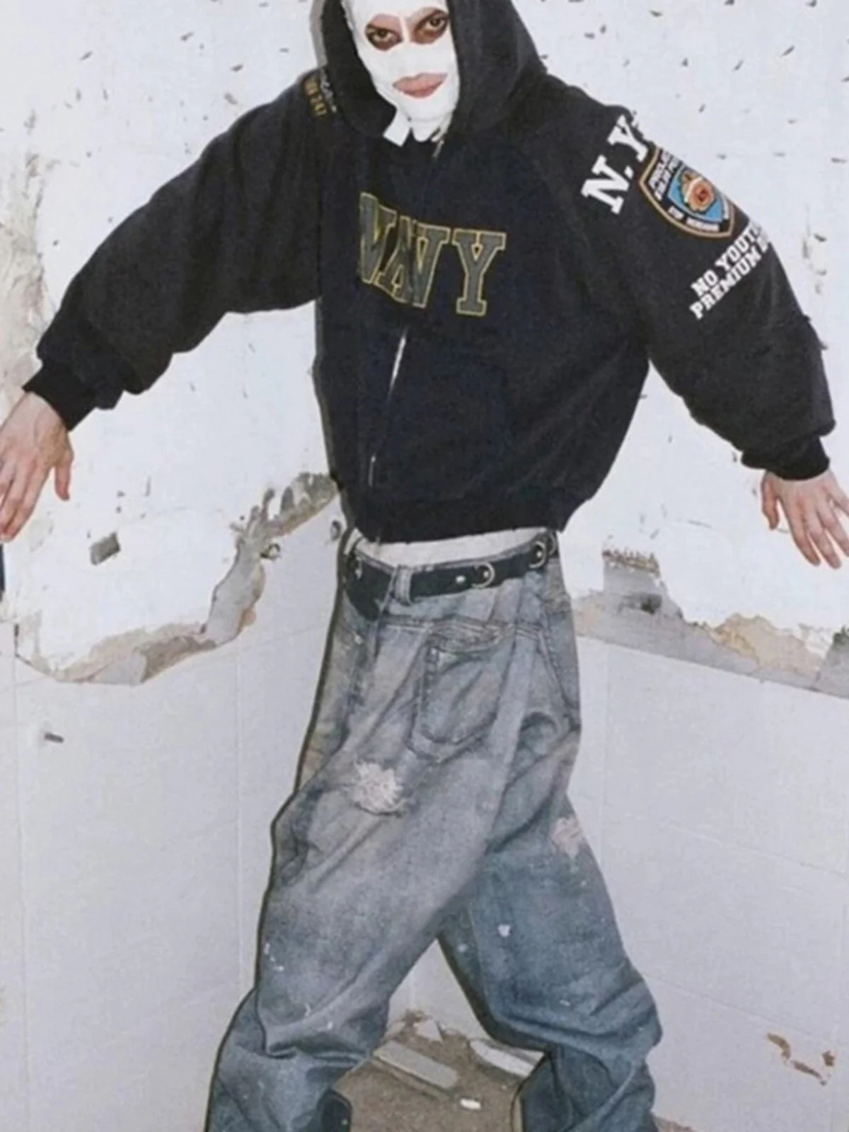 Washed Street Printed Destroyed Jeans - Image 2