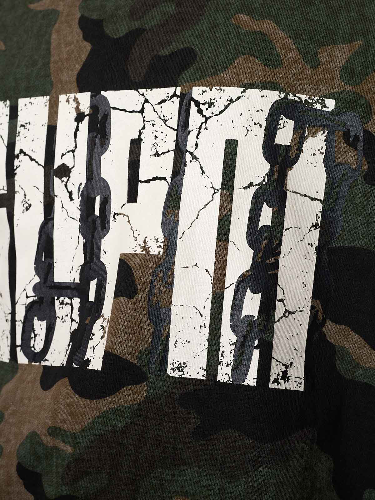 Street Camouflage Patchwork Faux Two-Piece Hooded Top - Image 5
