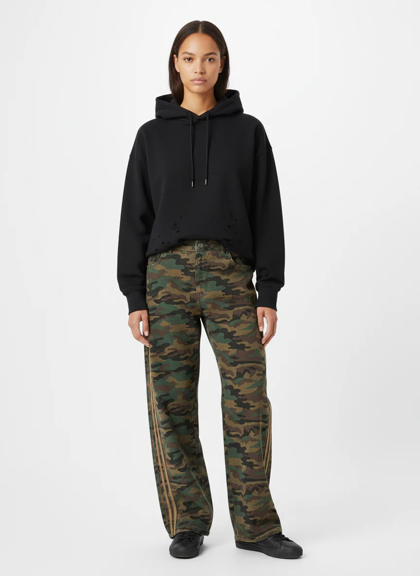 Street Camouflage Side-Striped Jeans