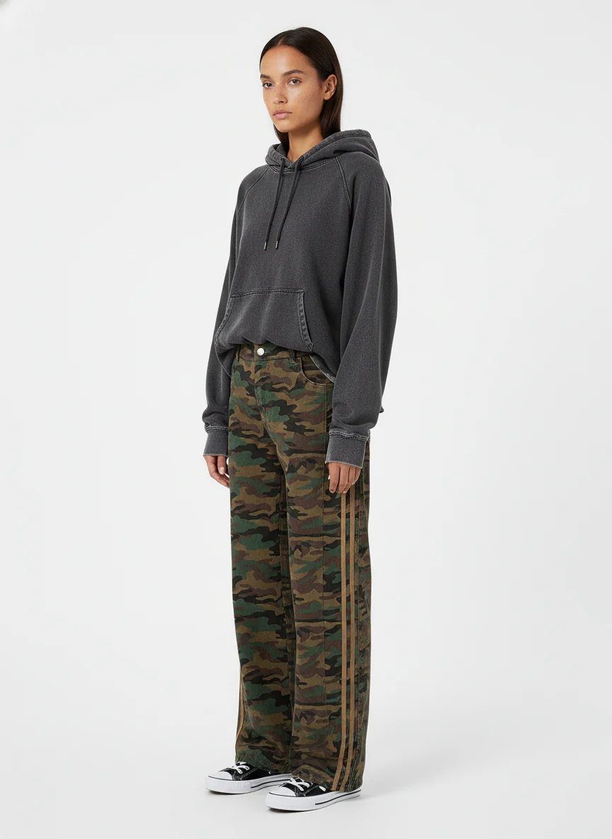 Street Camouflage Side-Striped Jeans - Image 3