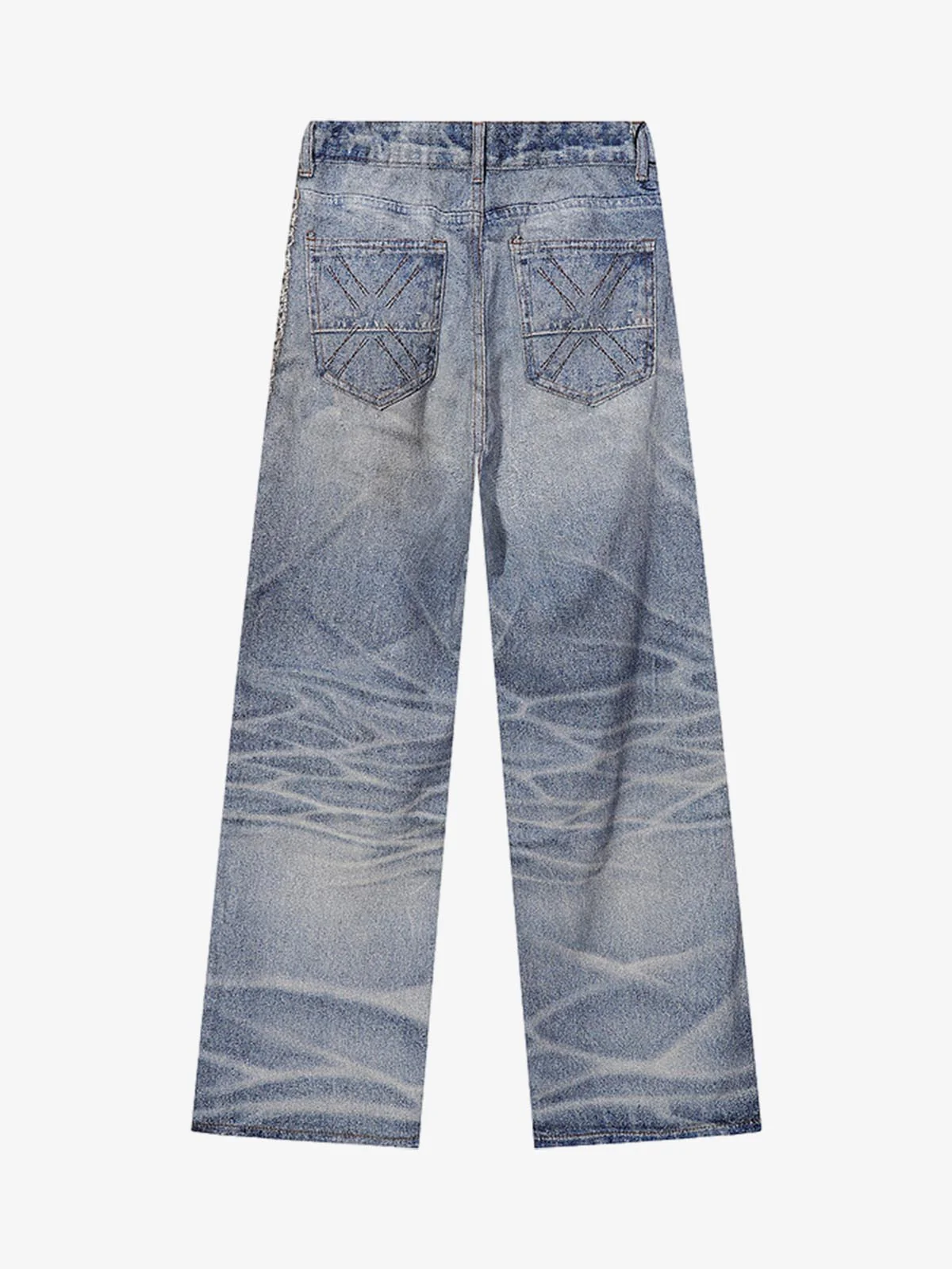 Street Chain Pendant Deconstructed Jeans - Image 2