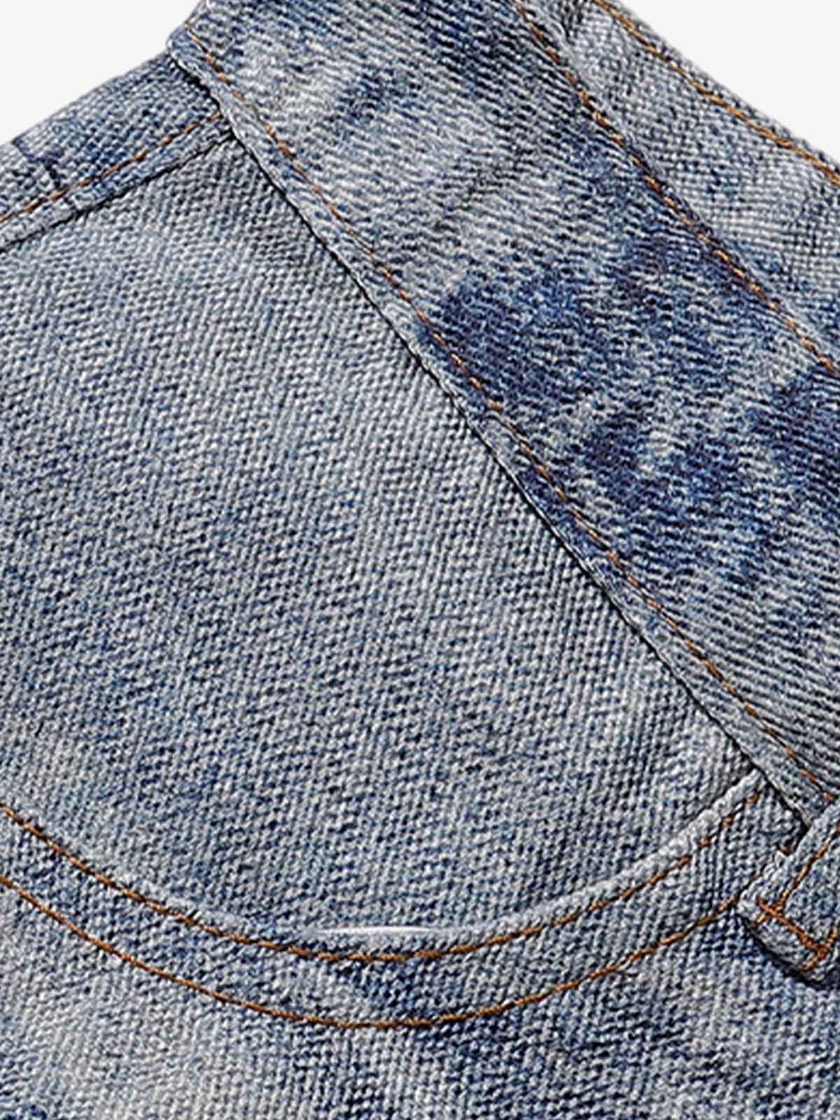 Street Chain Pendant Deconstructed Jeans - Image 4