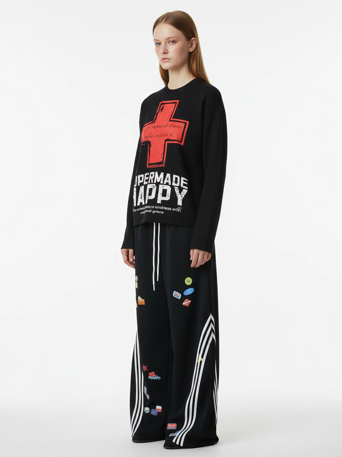 Street Cross Lettering Print Long-Sleeved T-Shirt - Image 4