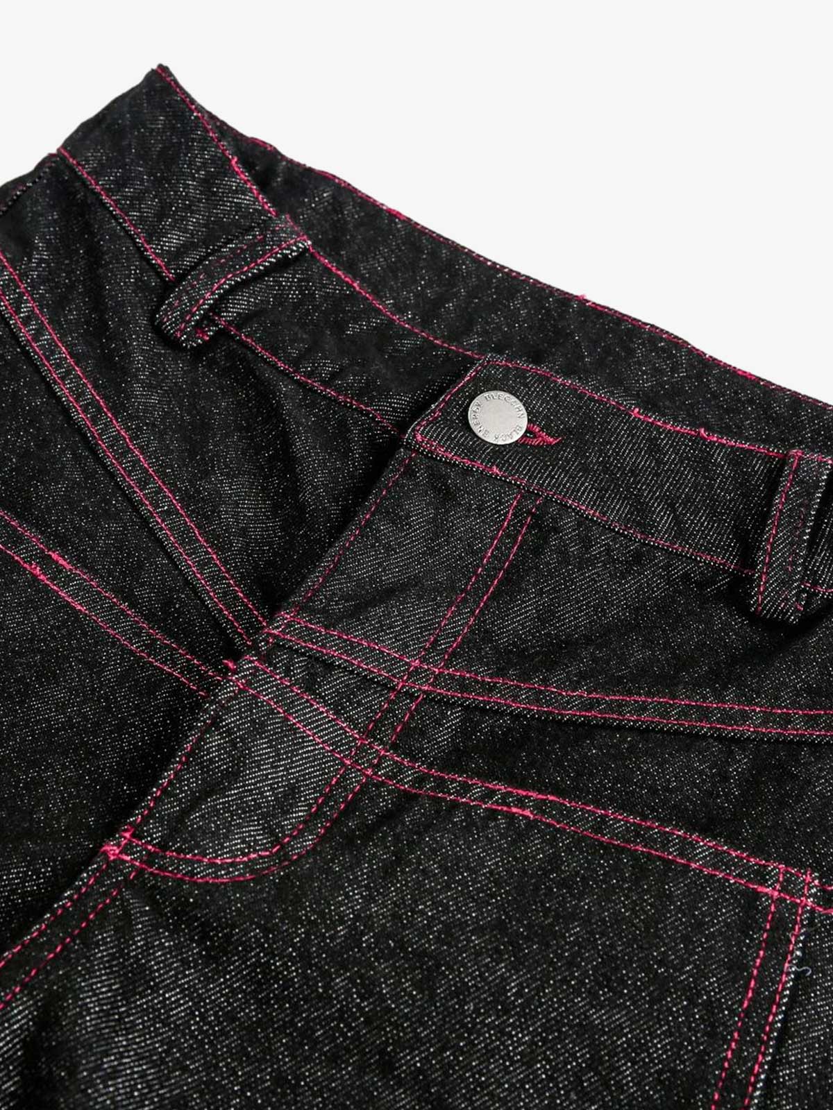 Street Culottes Red Stitching Barrel Jeans - Image 10