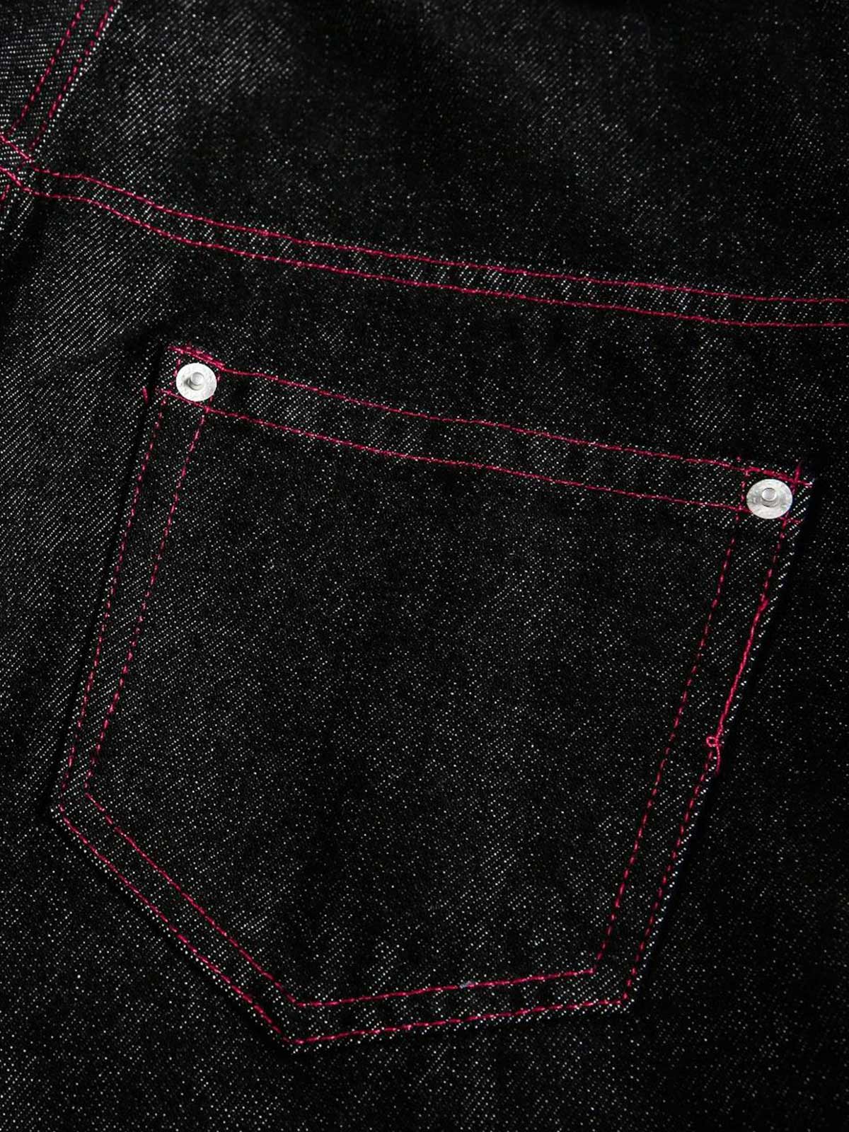 Street Culottes Red Stitching Barrel Jeans - Image 11