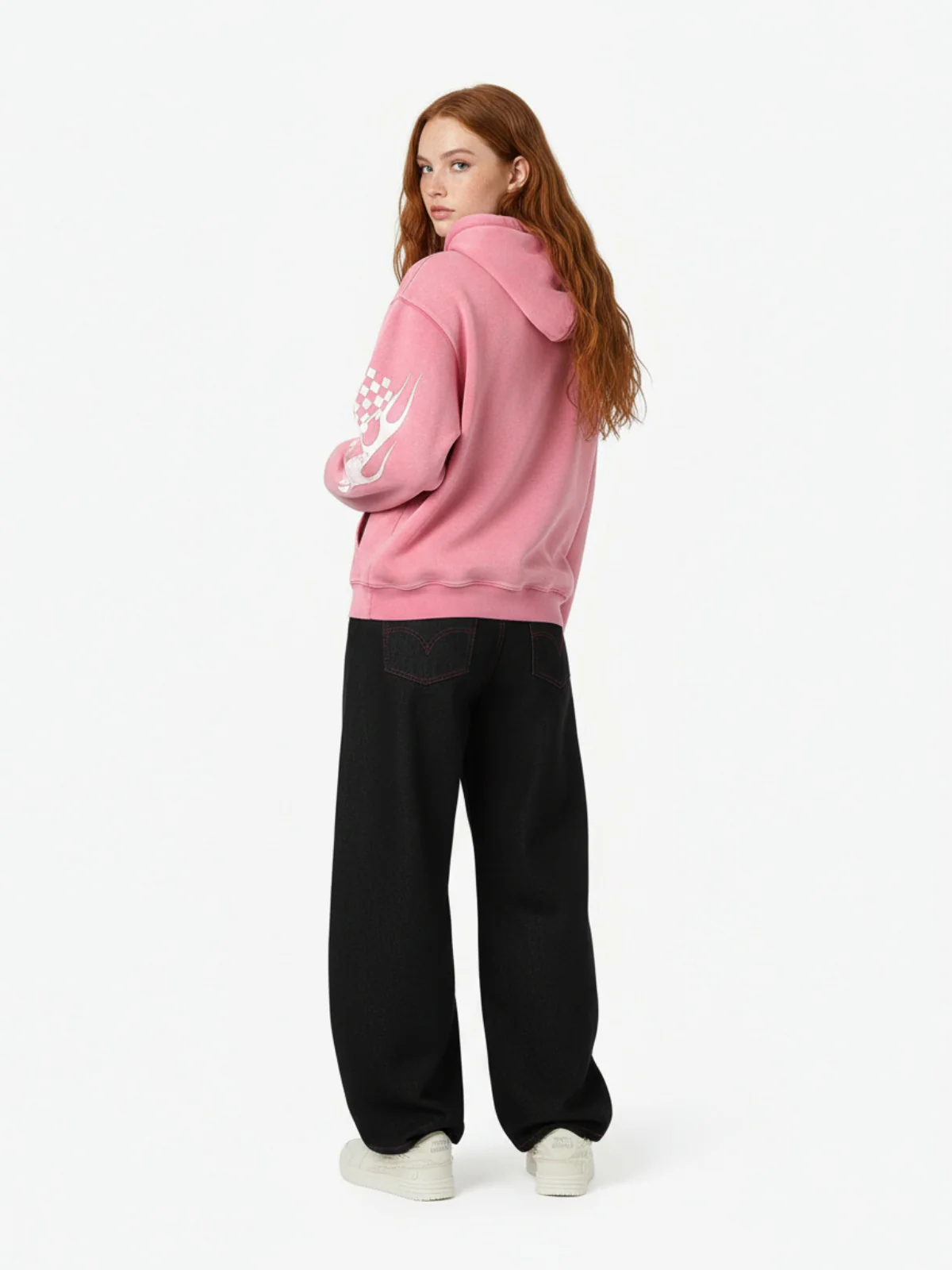 Street Culottes Red Stitching Barrel Jeans - Image 6