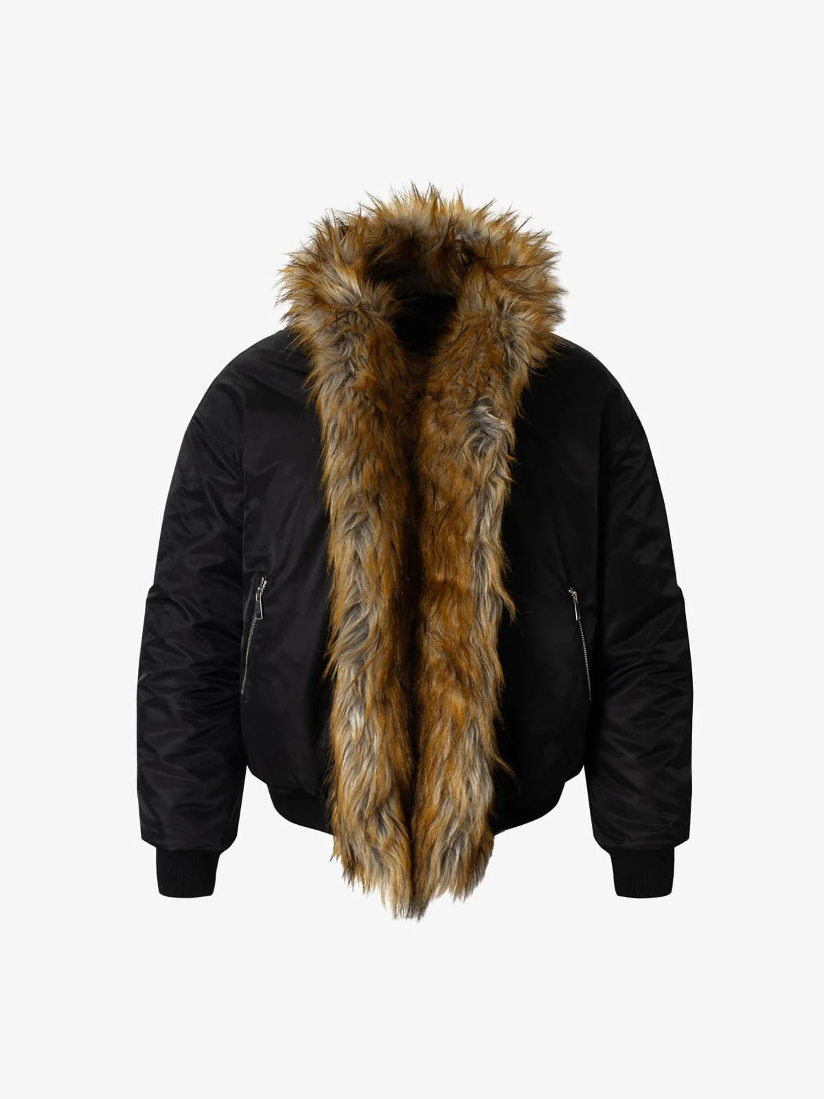 Street Dark Shadow Fur Collar Quilted Bomber Jacket - Image 6