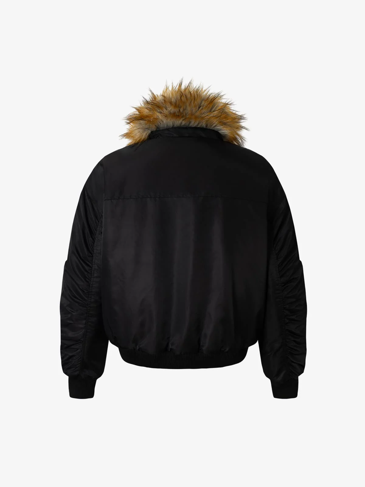 Street Dark Shadow Fur Collar Quilted Bomber Jacket - Image 7