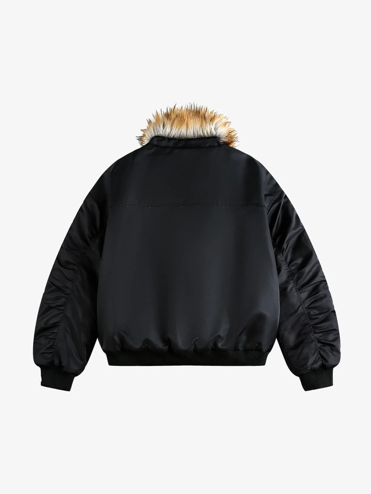 Street Dark Shadow Fur Collar Quilted Bomber Jacket - Image 9
