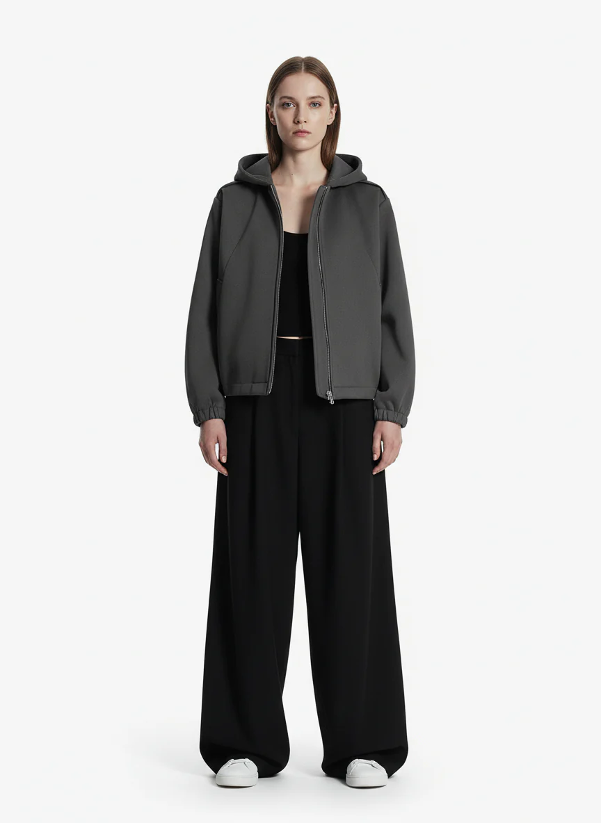 Street Deconstructed Split Zippered Hooded Sweatshirt - Image 3
