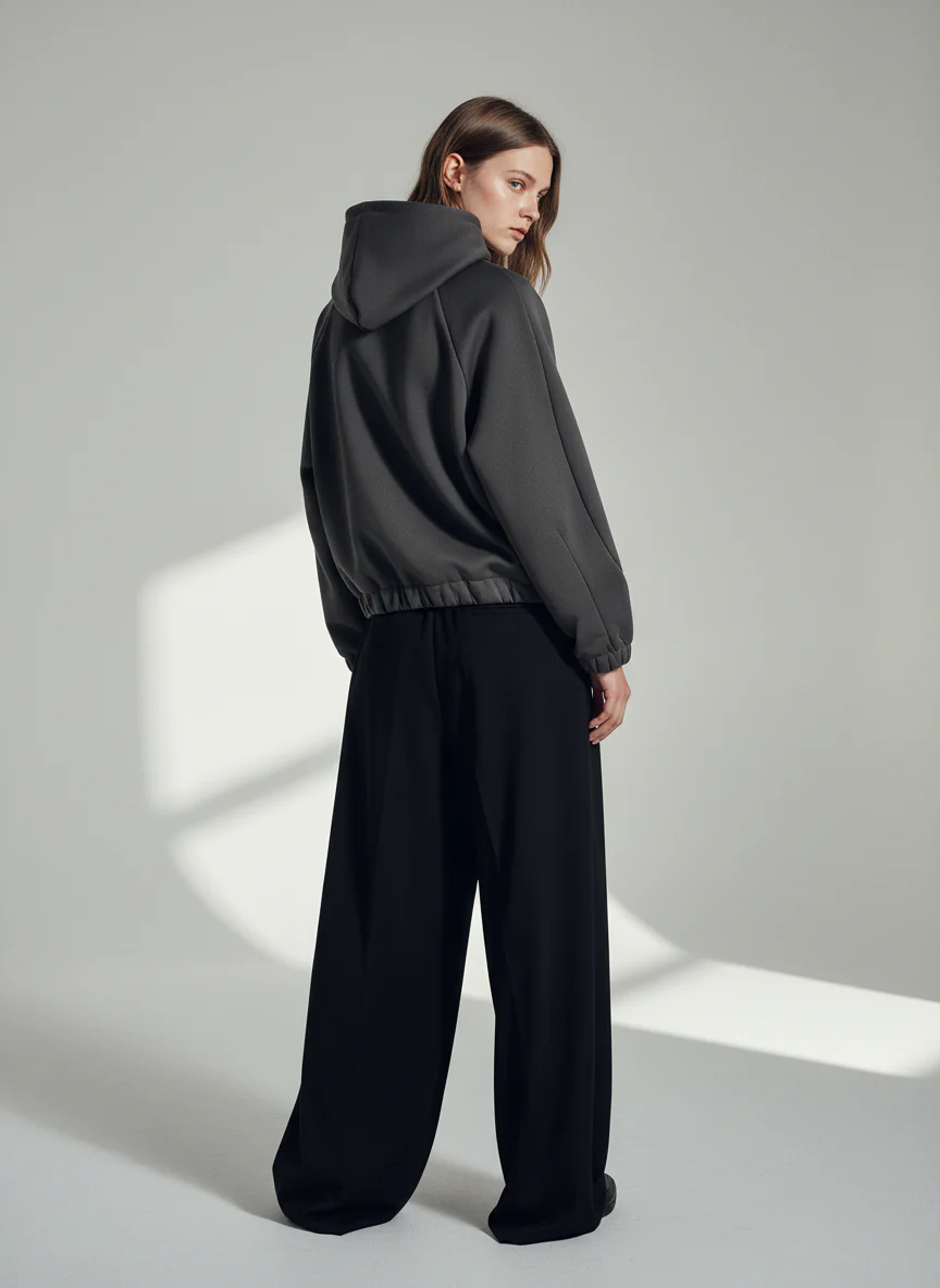 Street Deconstructed Split Zippered Hooded Sweatshirt - Image 4