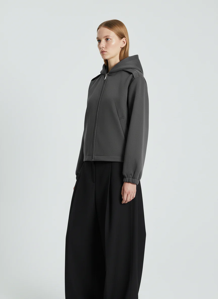 Street Deconstructed Split Zippered Hooded Sweatshirt - Image 5