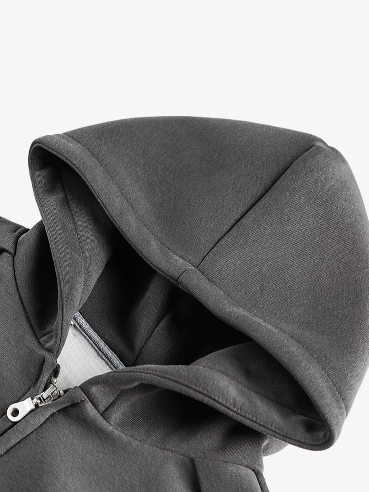 Street Deconstructed Split Zippered Hooded Sweatshirt - Image 7