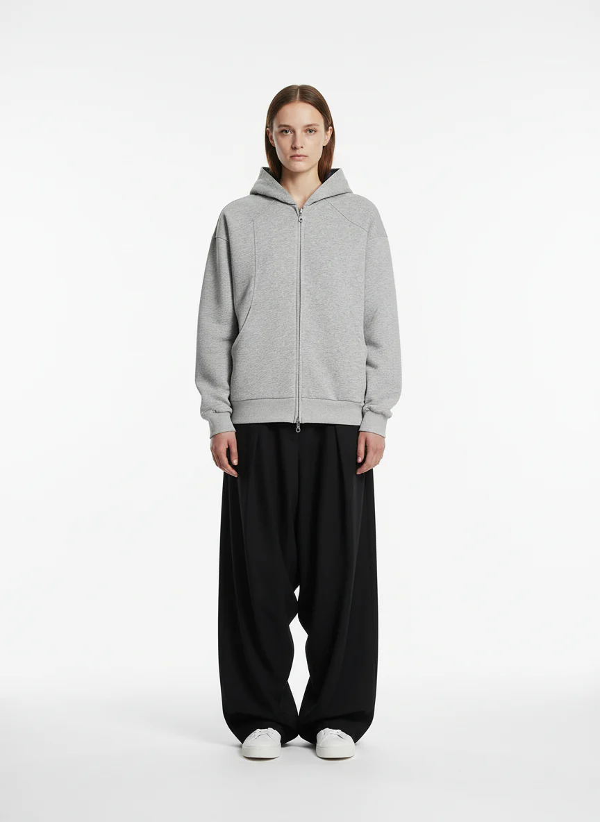 Street Deconstructed Split Zippered Hooded Sweatshirt - Image 3
