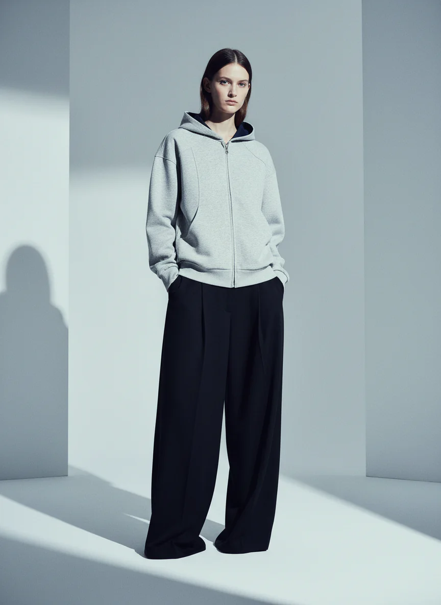 Street Deconstructed Split Zippered Hooded Sweatshirt - Image 4