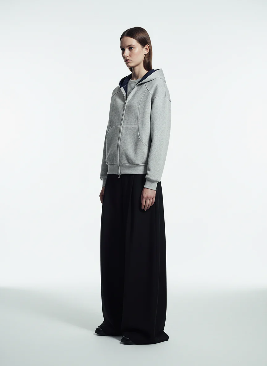 Street Deconstructed Split Zippered Hooded Sweatshirt - Image 6