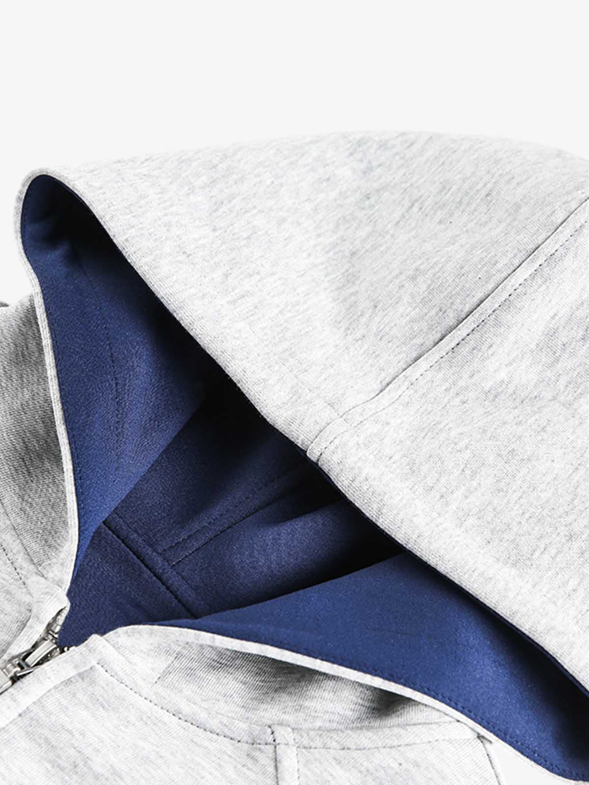 Street Deconstructed Split Zippered Hooded Sweatshirt - Image 9