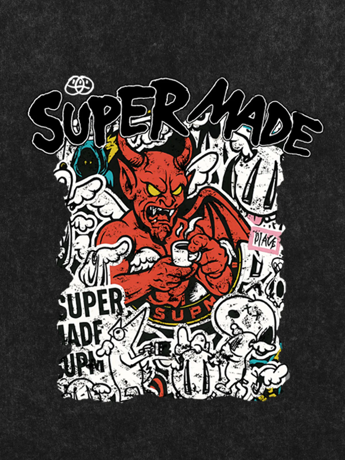 Street Devil Collage Pattern T-shirt - Image 14