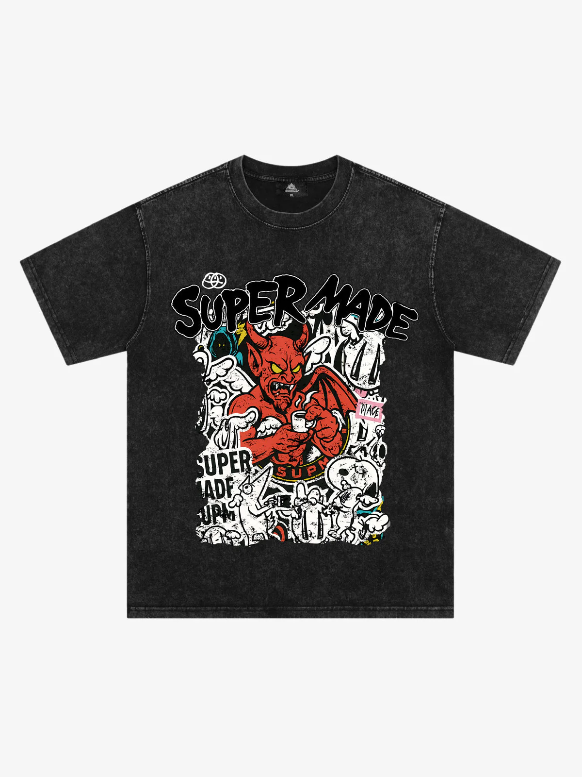 Street Devil Collage Pattern T-shirt - Image 2