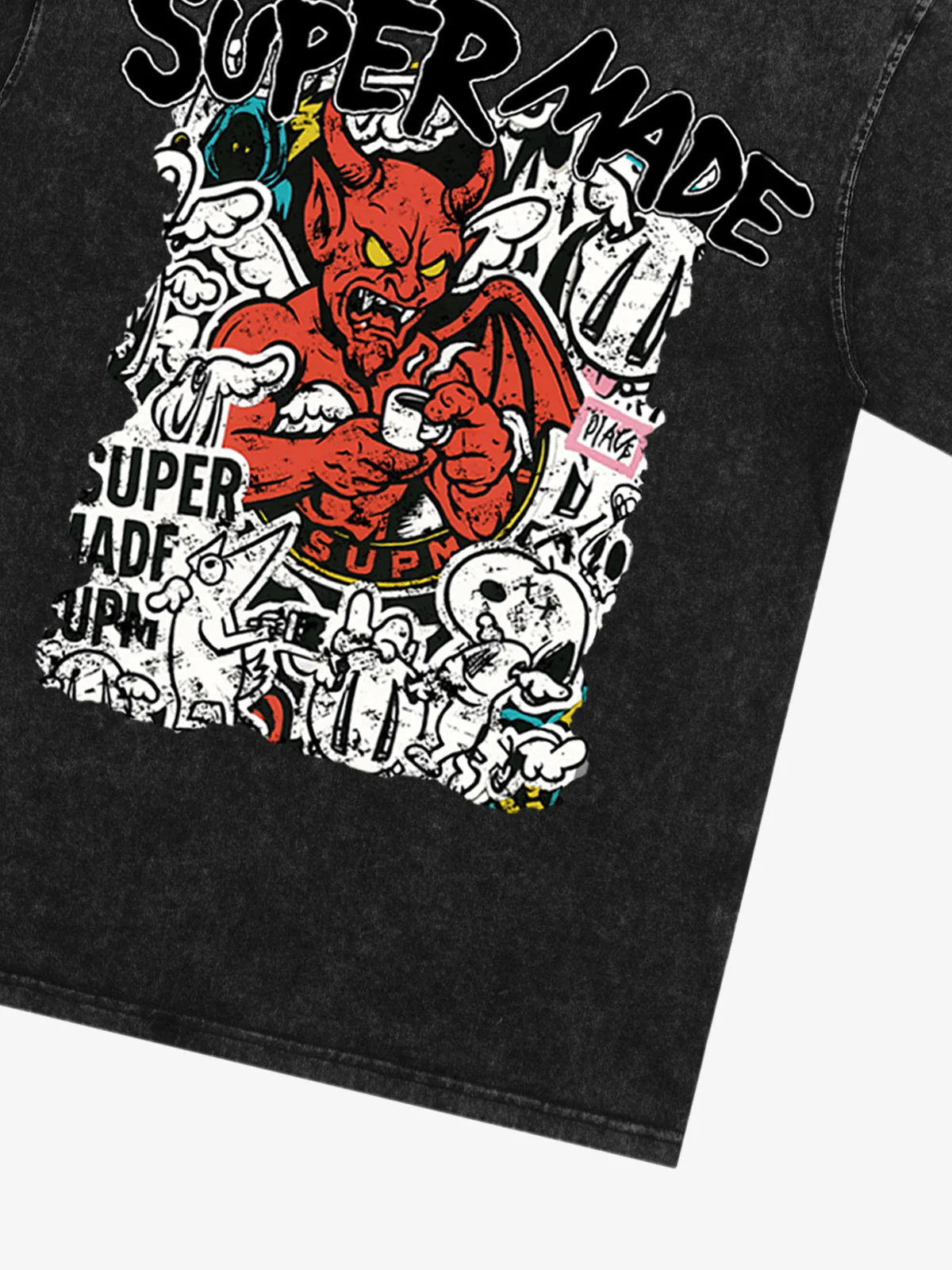 Street Devil Collage Pattern T-shirt - Image 8