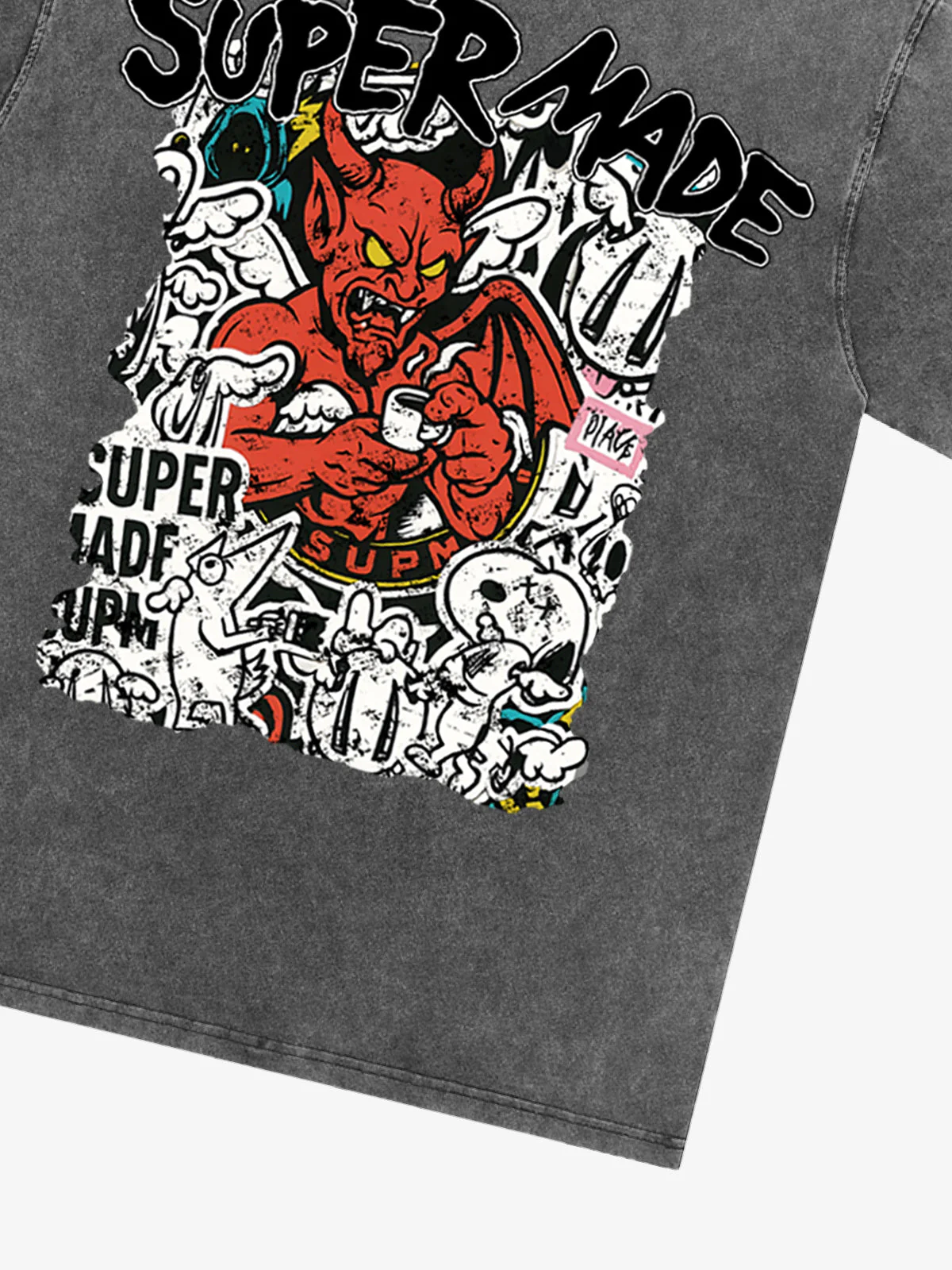 Street Devil Collage Pattern T-shirt - Image 9